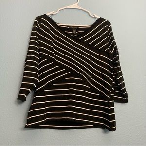 White House|Black Market Cross Compression Blouse - Black/White - XL